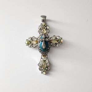 Handmade Rhinestone Western Cross Pendent